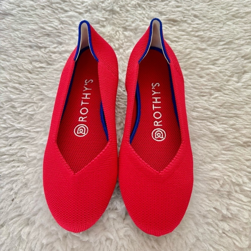 Rothy's Vibrant Red and Blue Flats Comfy Shoes
